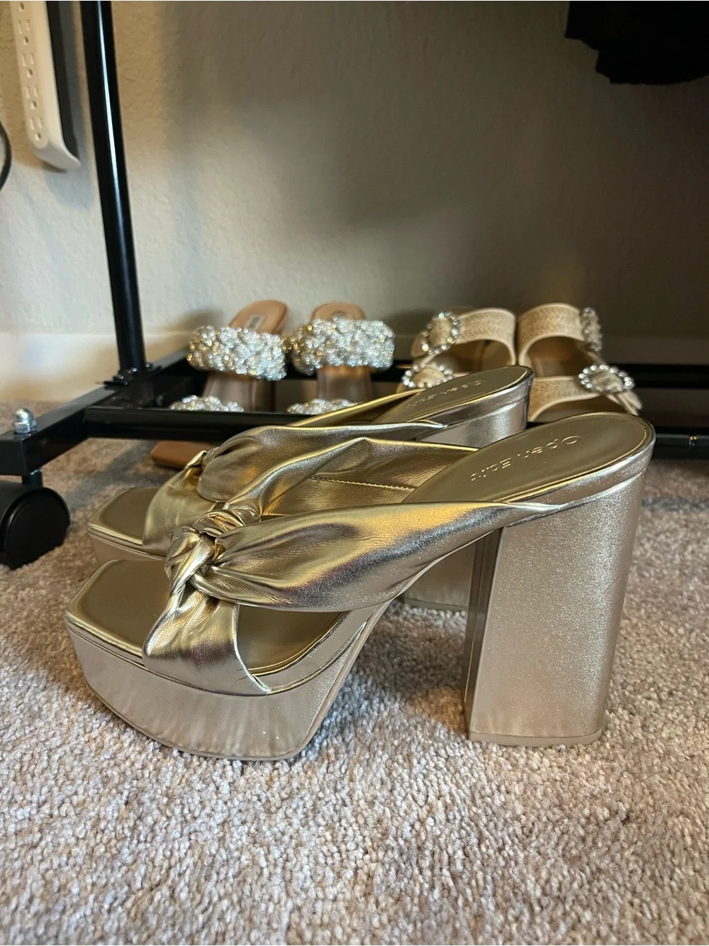 Open Edit Gold Knotted Platform Sandal - Women